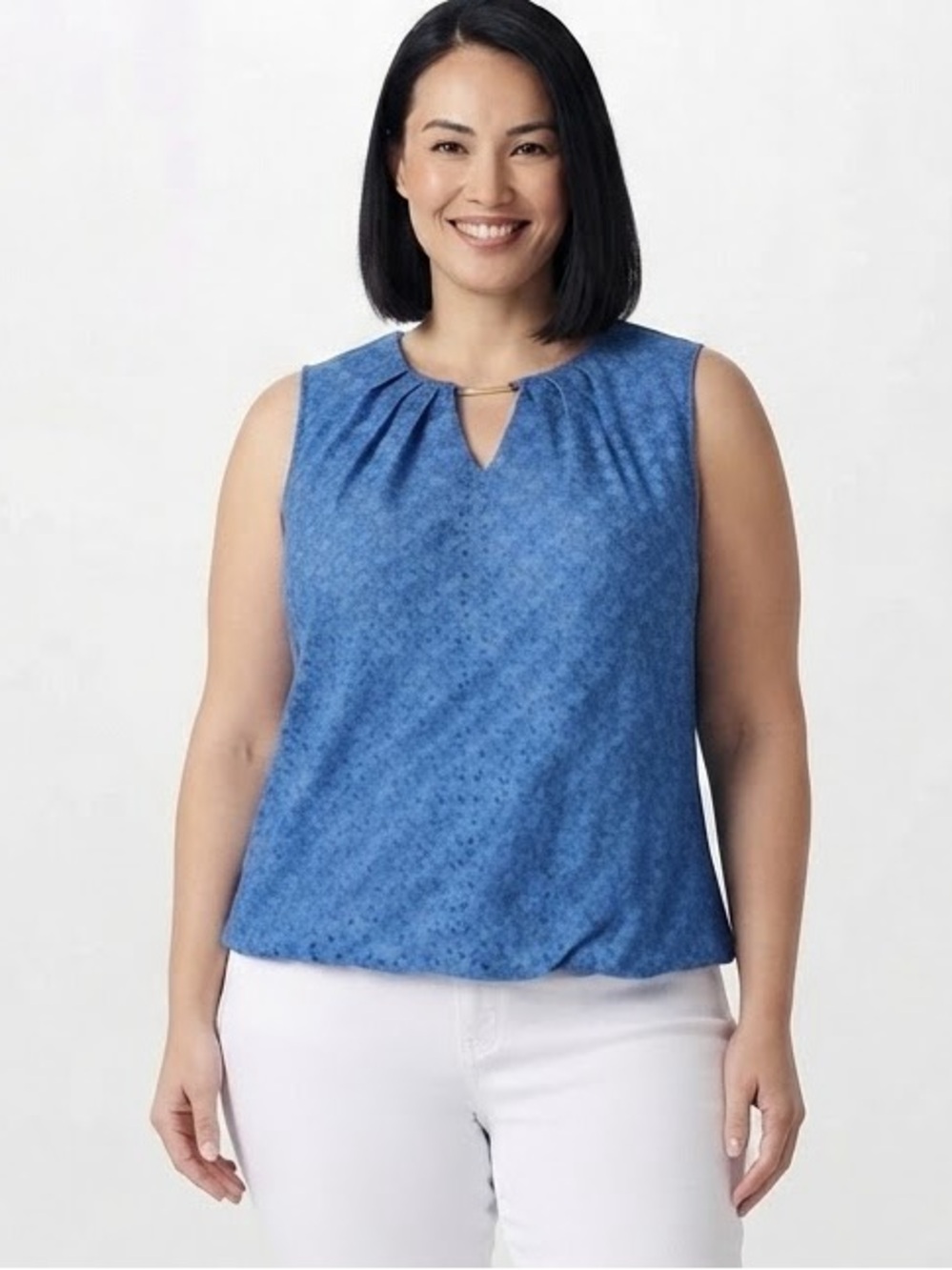 Liz Claiborne Coral Keyhole Cutout Sleeveless Blouse